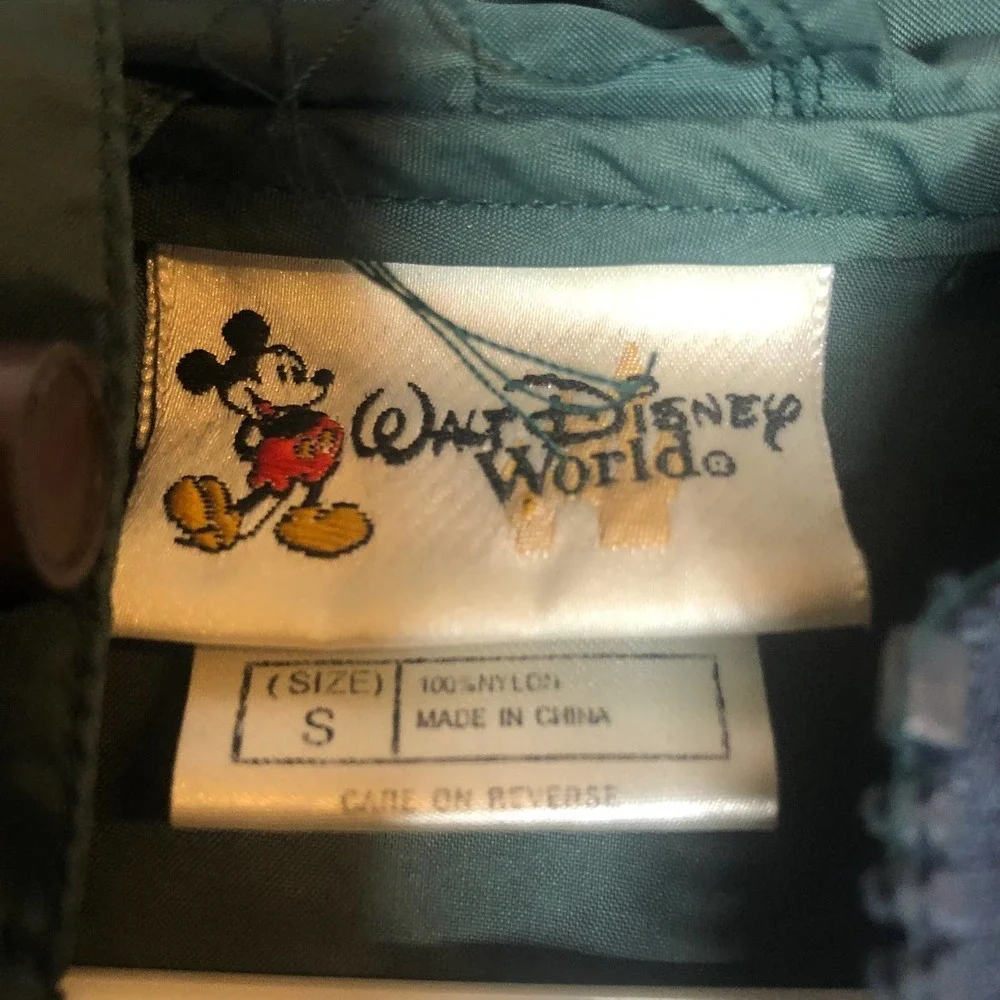 vintage walt disney world nylon zip up size small